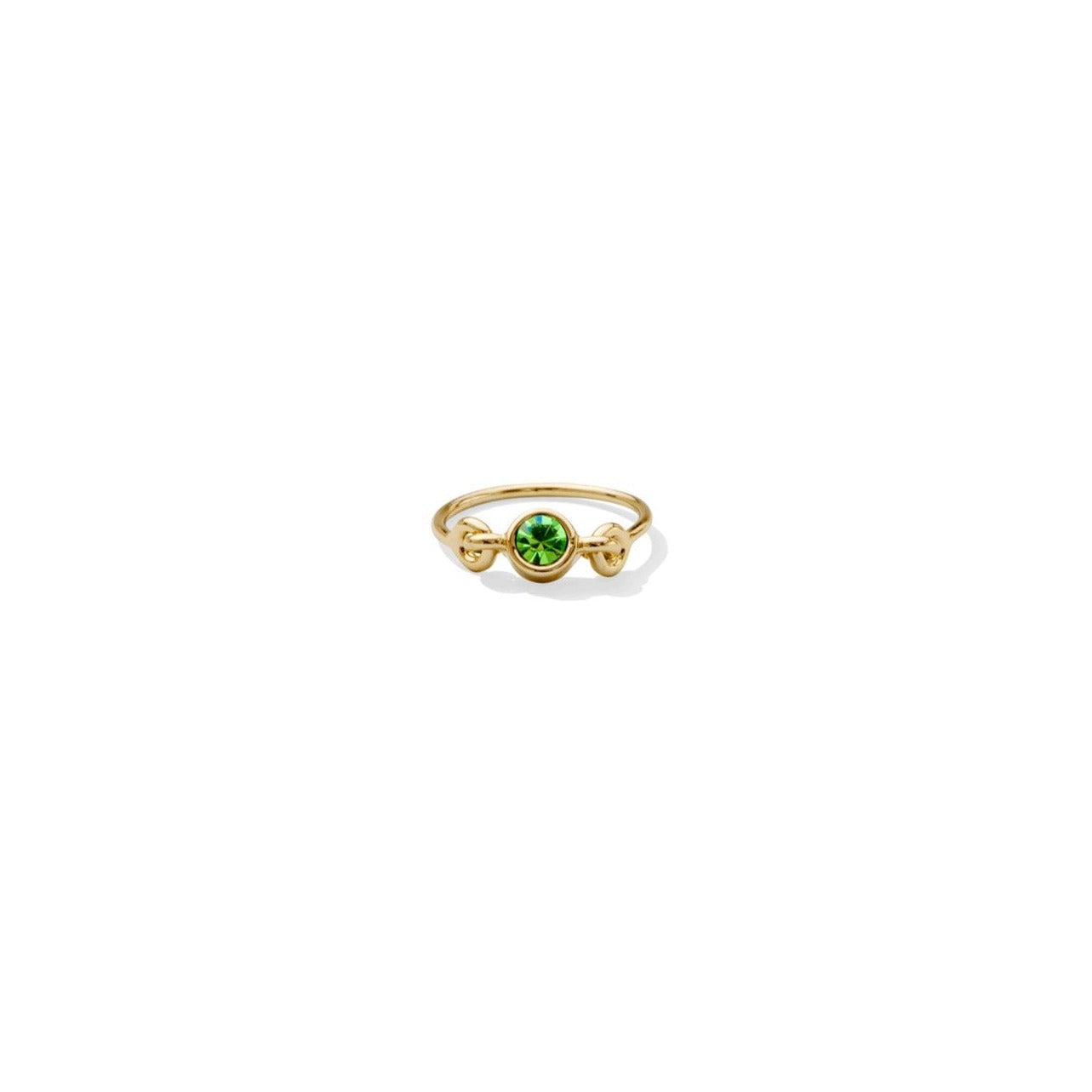 Gold plated ring with peridot crystal stone