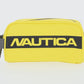 Bright yellow travel case with Nautica label and grey zipper with side handle