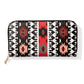 Southwest style pattern on zippered wallet with gold zips