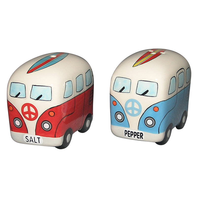 Red salt and blue pepper surfer vans with peace signs