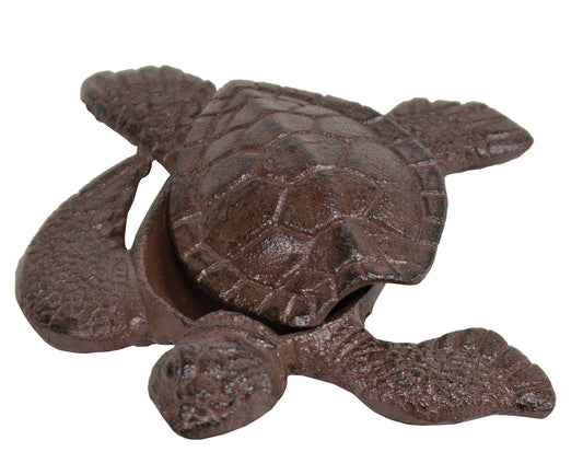 Cast iron sea turtle with removable top for hidden key
