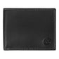 Black timberland leather wallet with contrast stitching 5 card slots, 2 slip pockets, 1 clear ID slot, and 1 cash compartment