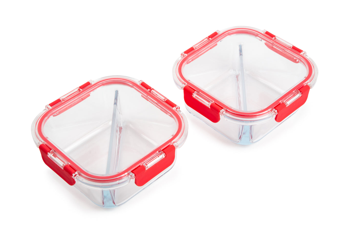 Glass storage food containers with divider
