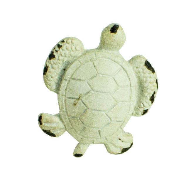 Distressed white sea turtle drawer knob