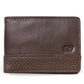 Brown slim wallet with "S" on front