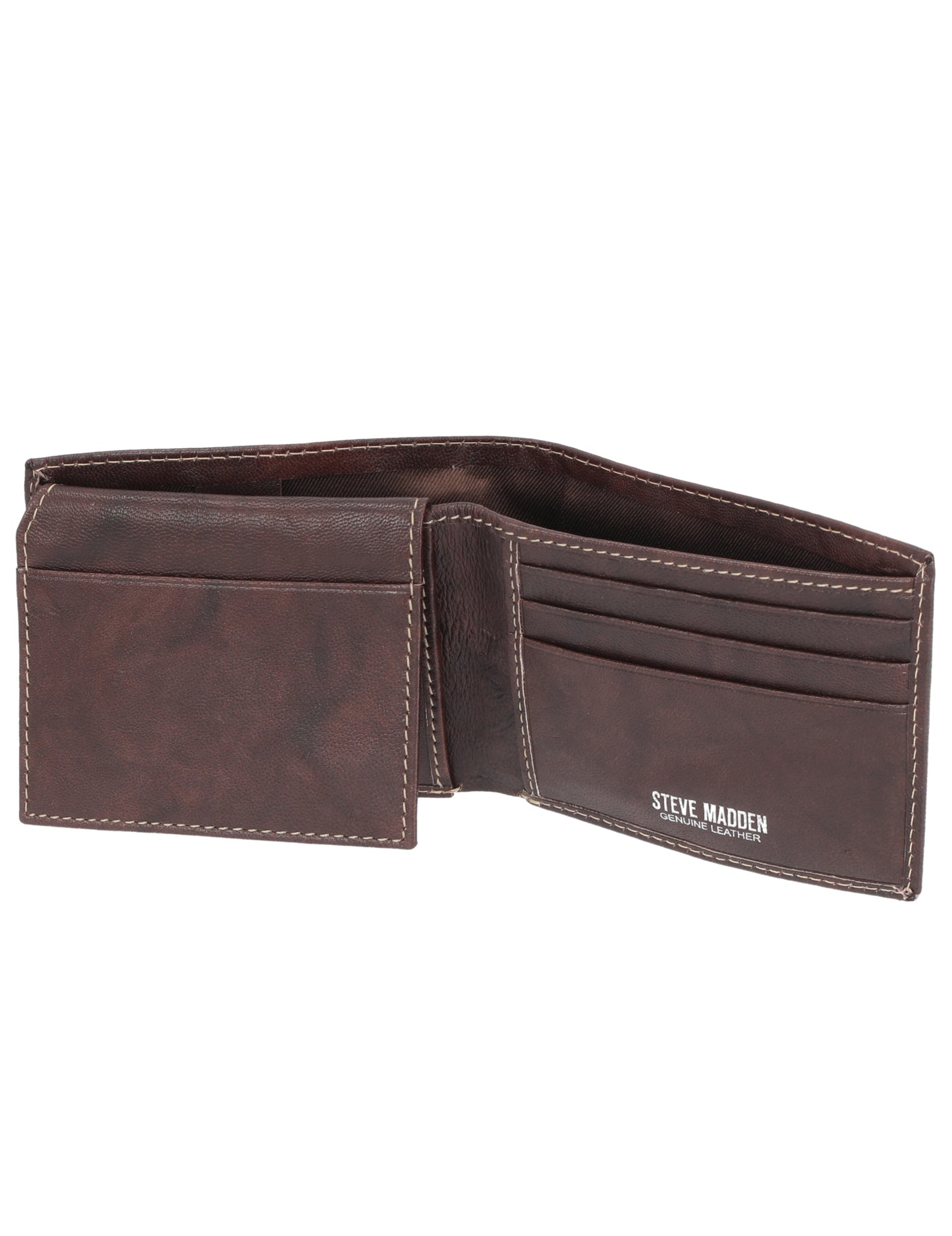 Brown wallet with 8 card slots, 1 mesh slot for your ID, and 1 large billfold compartment and RFID blocking technology