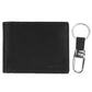 Genuine leather Steve Madden wallet with 4 card slots, an ID window, 2 slip pockets, a large cash compartment and a bonus key chain