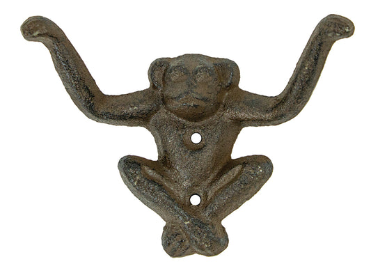 Cast Iron monkey key holder with raised arms and two holes for easy mounting