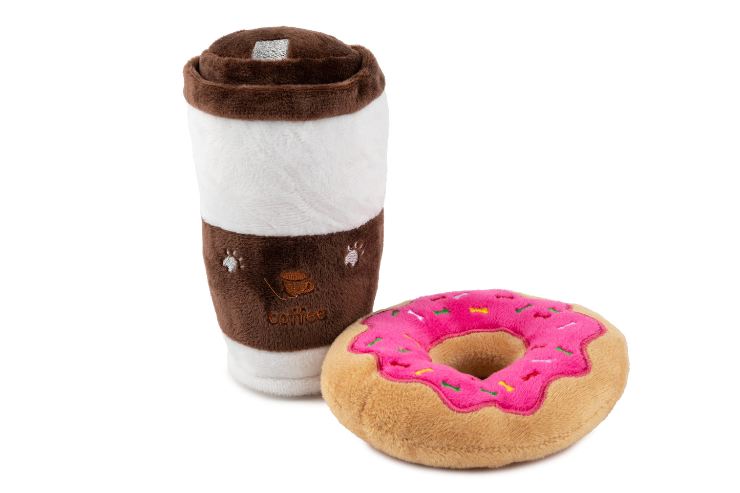 Coffee & Donut Plush Squeaker Toy Set