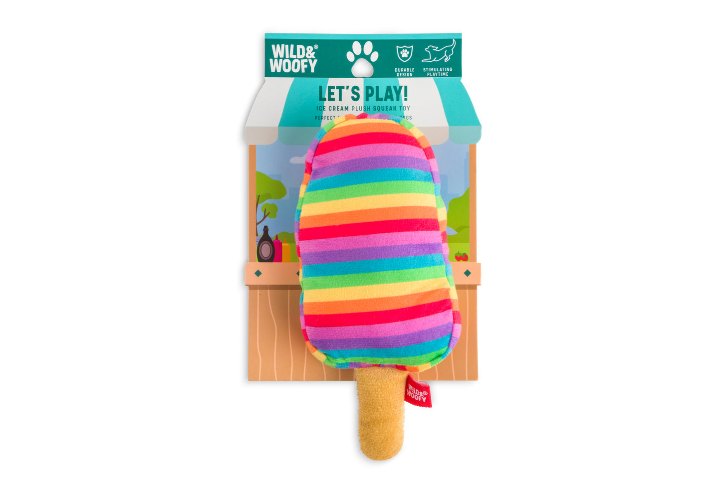 Rainbow plush popsicle squeaker dog toy