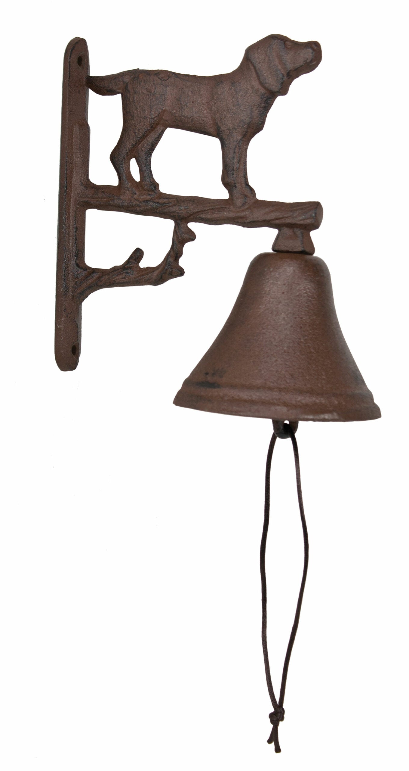 Cast iron mounted bell with dog on top