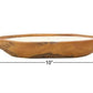 Brown boat-shaped candle holder that is handmade, and comes with a white wax candle inside measuring 3"x10"
