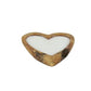 Teak wood candle with heart shaped with solid pattern