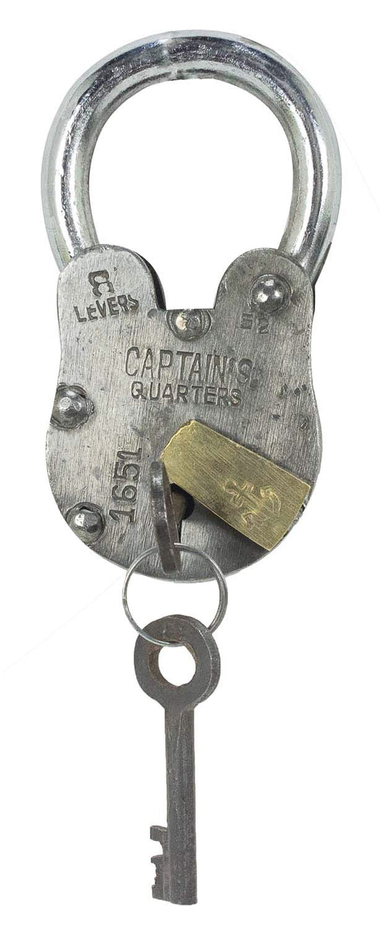 Vintage style lock with "captain's quarters" imprinted