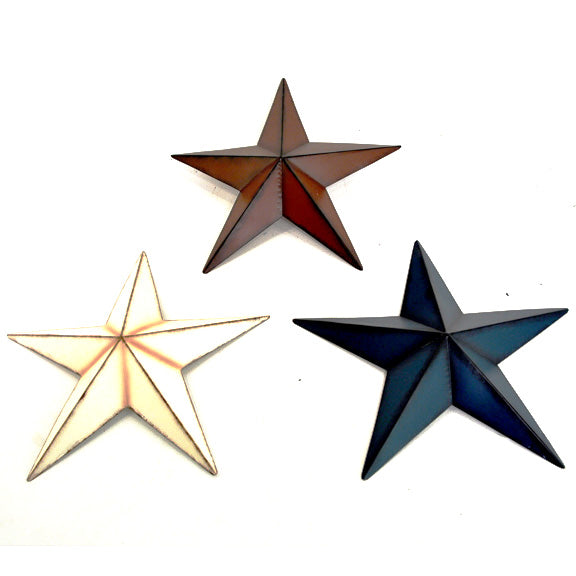 Three metal stars in red white and blue