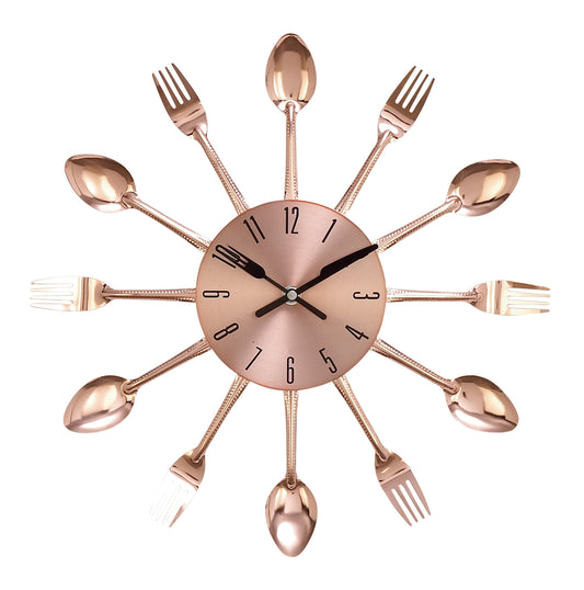 Fork and knife clock hands with copper metallic finish